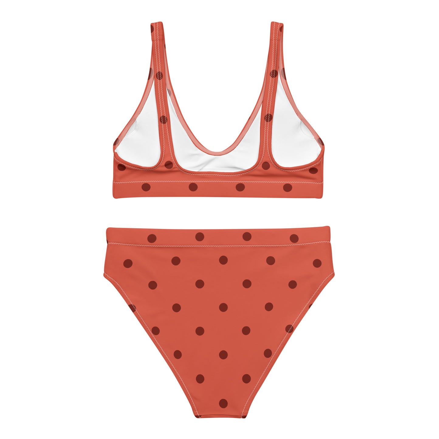 Red on Red Polka Dot Recycled fabric high-waisted bikini