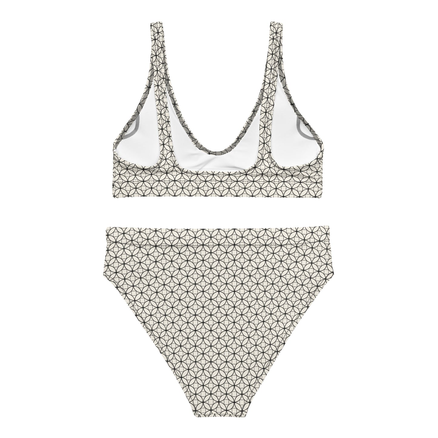 Black & White Geometric recycled fabric high-waisted bikini