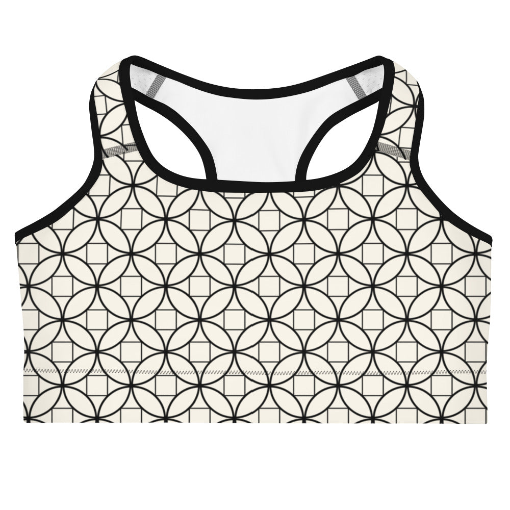 Black & White Geometric Sports bra